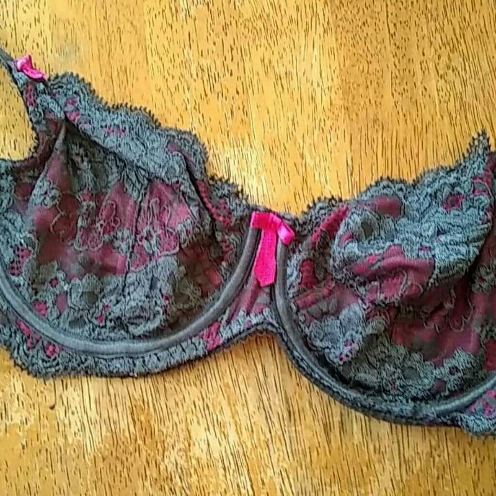 Grey and pink bra